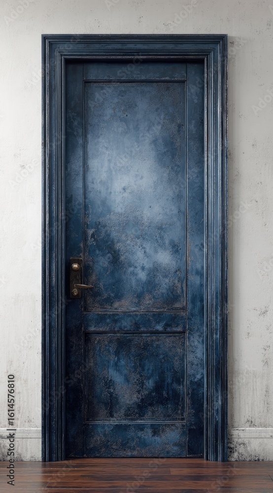 Dark, aged door in a room Dark, aged door in a room