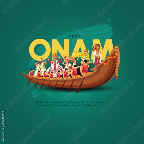 hand drawn new happy Onam celebration greetings. abstract vector illustration design