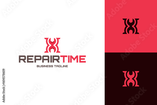 repair time x letter logo vector
