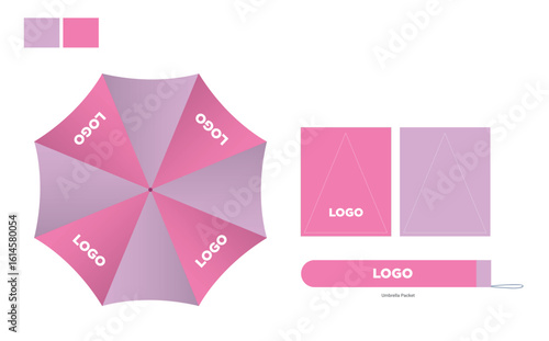 Opened Round Rain Umbrella Top View Mock up Close Isolated on Background.