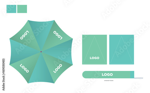 Opened Round Rain Umbrella Top View Mock up Close Isolated on Background.