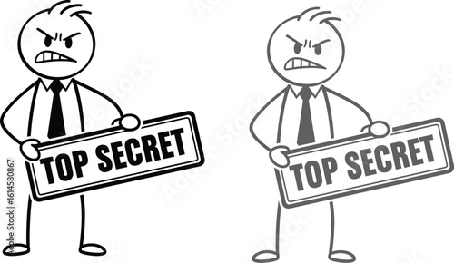 Top secret document stick figure illustration vector top secret information concept art