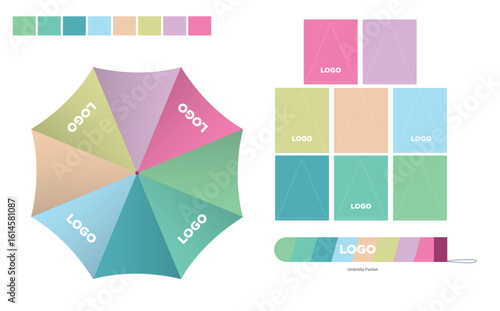 Opened Round Rain Umbrella Top View Mock up Close Isolated on Background.
