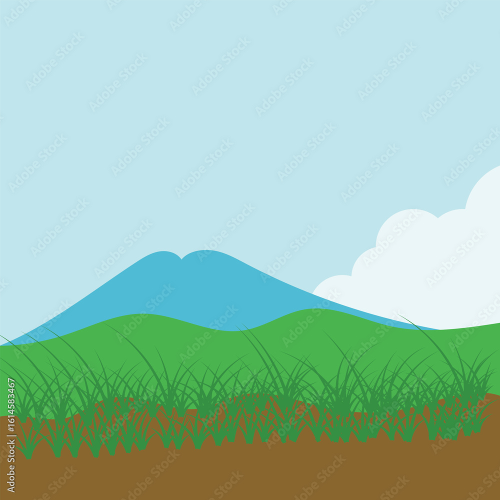 Fototapeta premium landscape with green grass and blue sky