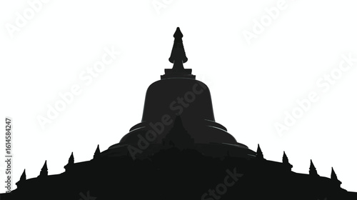 Stupa silhouette isolated in White background