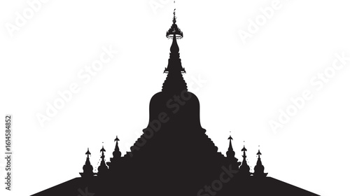 Stupa silhouette isolated in White background
