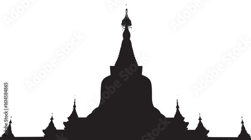 Stupa silhouette isolated in White background
