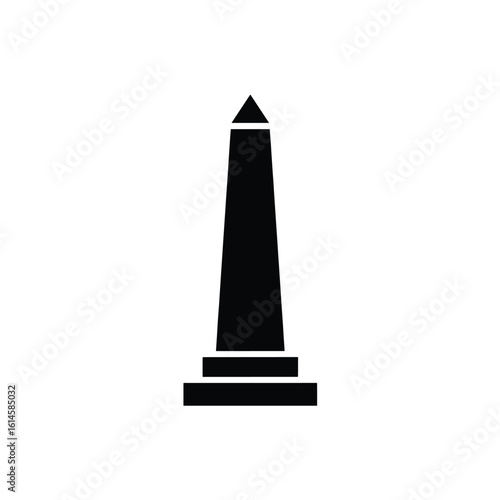 A simple black silhouette of an obelisk, a tall, four-sided monument tapering to a pyramidal apex.