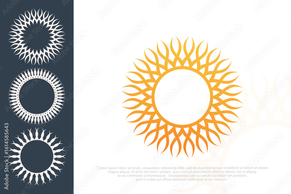 Fototapeta premium Minimalist sun logo design template. Modern style sun logo . vector illustration