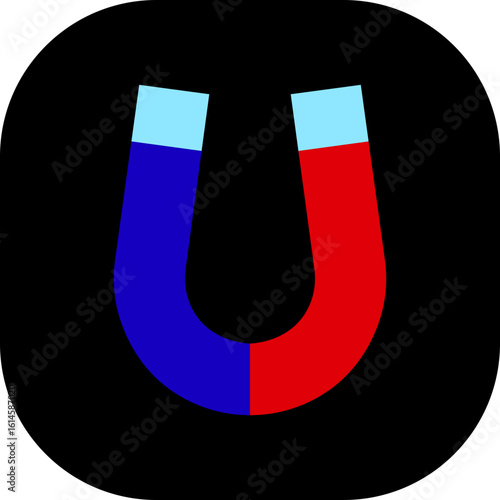 Magnet vector icon magnetic horseshoe symbol collection flat and line style group, electromagnet attraction force energy U shape silhouette bundle