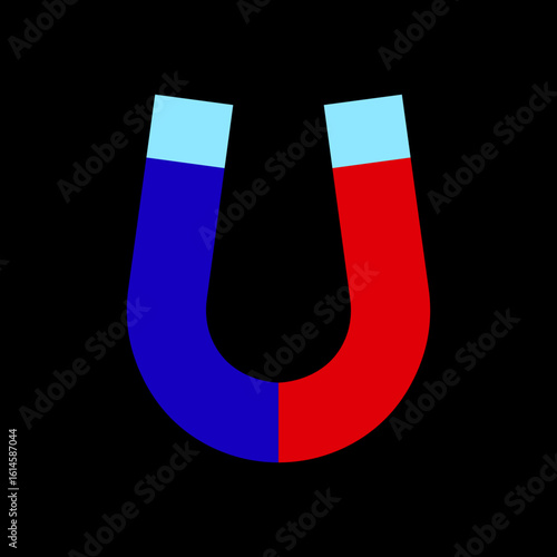 Magnet vector icon magnetic horseshoe symbol collection flat and line style group, electromagnet attraction force energy U shape silhouette bundle