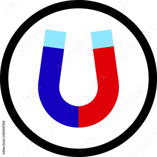 Magnet vector icon magnetic horseshoe symbol collection flat and line style group, electromagnet attraction force energy U shape silhouette bundle
