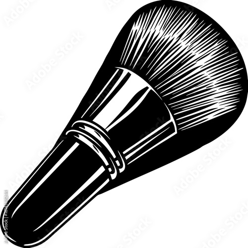 Vector art of a makeup brush with soft bristles is ideal for applying powder and achieving a flawless look