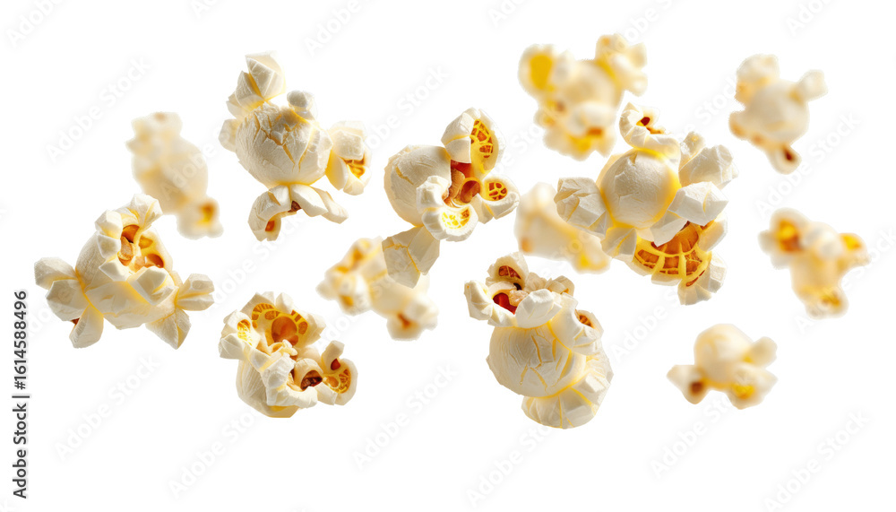 Fototapeta premium Realistic Floating Popcorn Isolated on transparent Background
