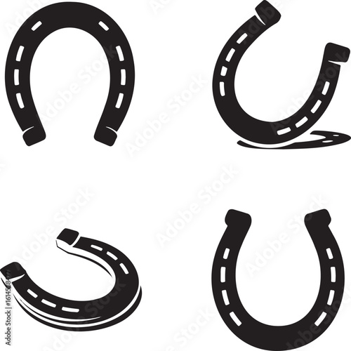 Horseshoe silhouette set vector illustration isolated On Transparent Background