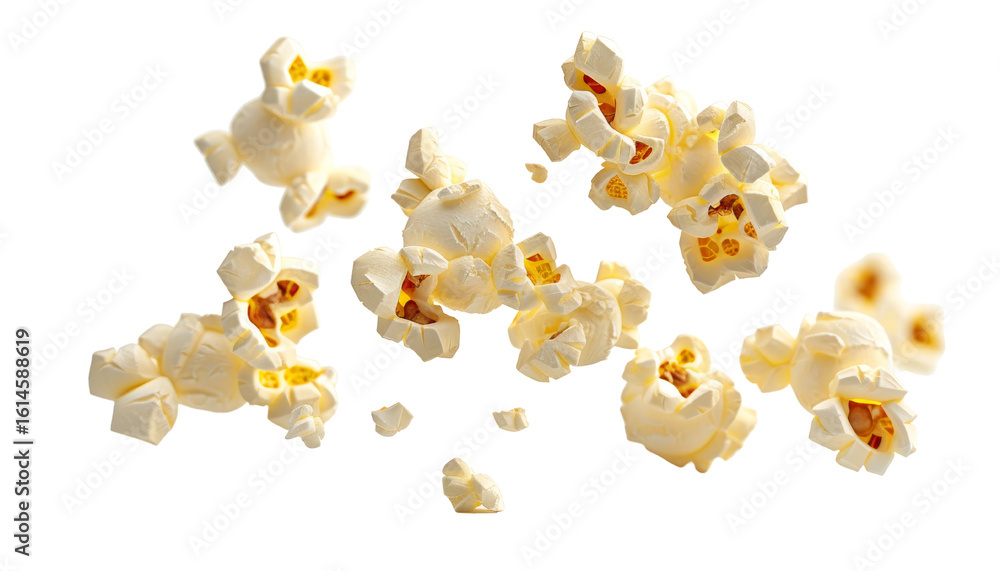 Fototapeta premium Realistic Floating Popcorn Isolated on transparent Background