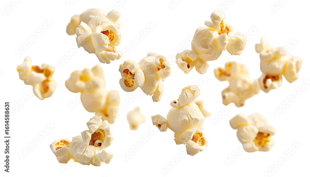 Fototapeta premium Realistic Floating Popcorn Isolated on transparent Background
