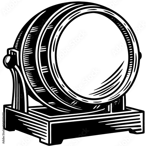 Vector art of vintage style vanity mirror with a stand for makeup and grooming in a classic design