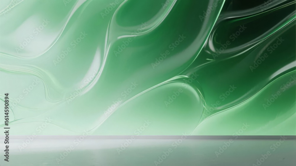 Obraz premium Abstract Green Gradient with Wavy Patterns