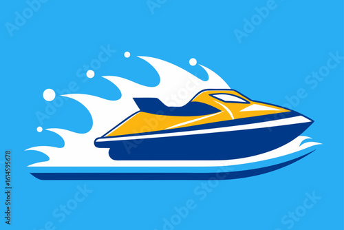 Jet Ski Speeding on Water with Splashes