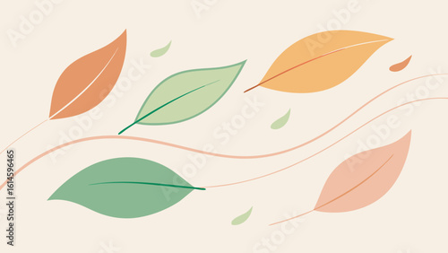 Floating Leaves and Breeze Lines on Pastel
