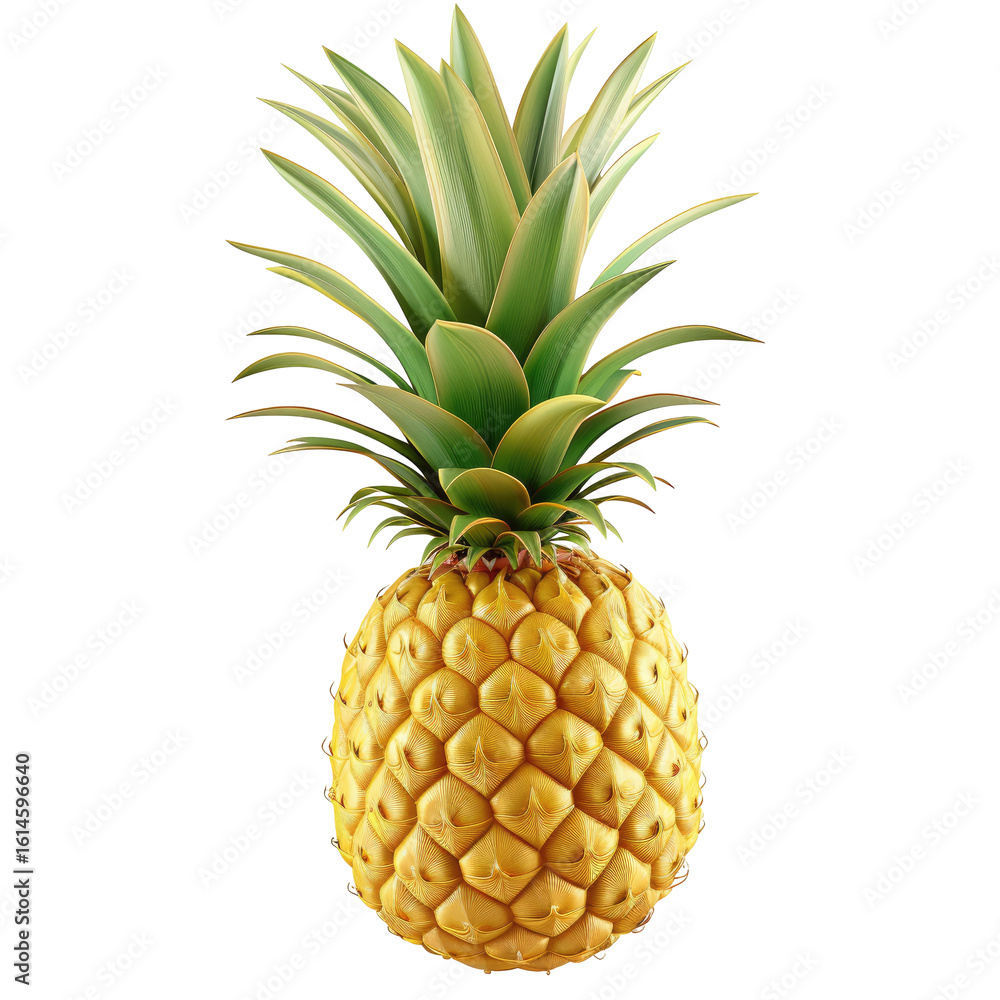 Ripe pineapple, vibrant yellow, green leaves (7) Ripe pineapple, vibrant yellow, green leaves (7)