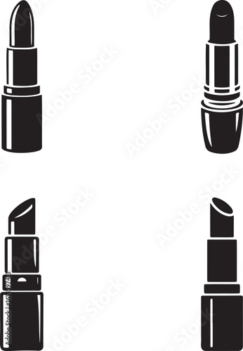 Lipstick silhouette set vector illustration isolated On Transparent Background