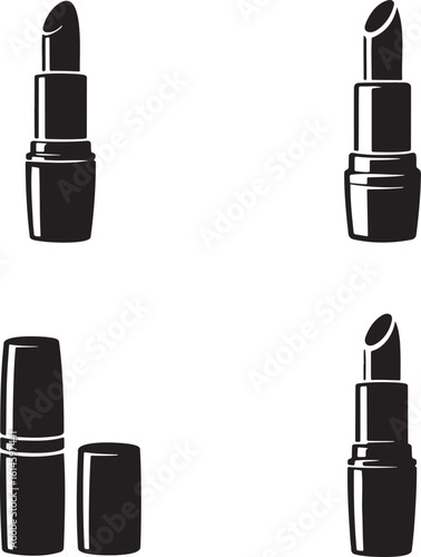 Lipstick silhouette set vector illustration isolated On Transparent Background