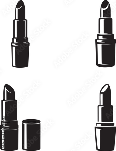 Lipstick silhouette set vector illustration isolated On Transparent Background