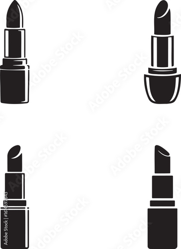Lipstick silhouette set vector illustration isolated On Transparent Background
