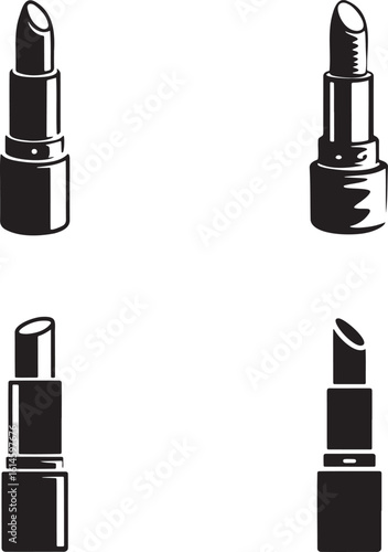 Lipstick silhouette set vector illustration isolated On Transparent Background