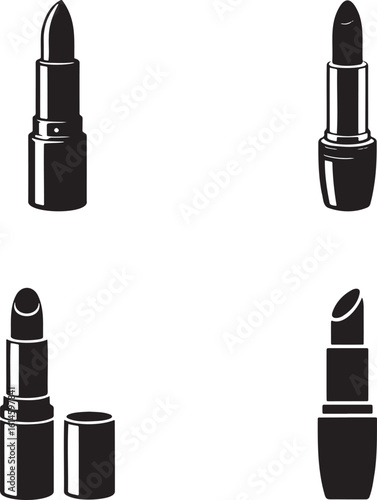 Lipstick silhouette set vector illustration isolated On Transparent Background