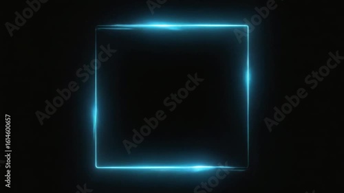 Dynamic blue neon square pulses with futuristic energy on dark background