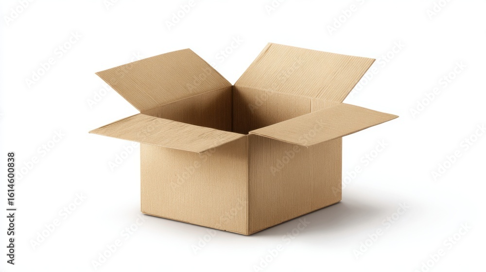 An empty cardboard box stands open on a clear surface, showing its spacious interior. The box is ready to be filled with items for storage or shipping. An empty cardboard box stands open on a clear surface, showing its spacious interior. The box is ready to be filled with items for storage or shipping.