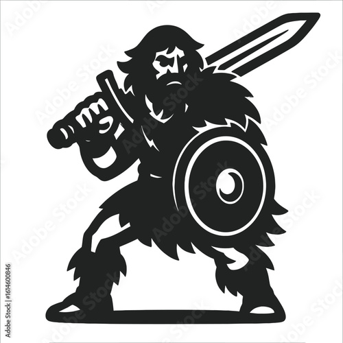 vector illustration of a Guerrero Cimerio (estilo bárbaro oscuro)