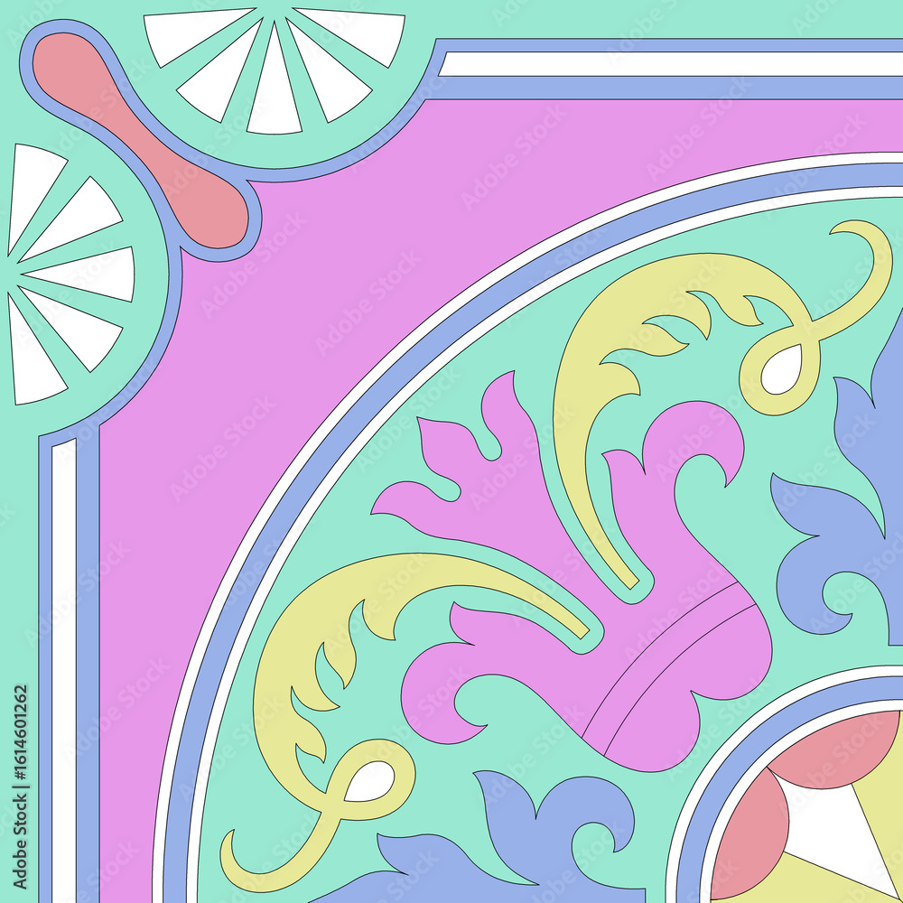Obraz premium Italian ceramic tile pattern. Mediterranean porcelain pottery. Ethnic folk ornament.