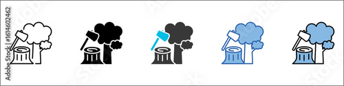 Deforestation Icon Pack Multistyle Illustration
