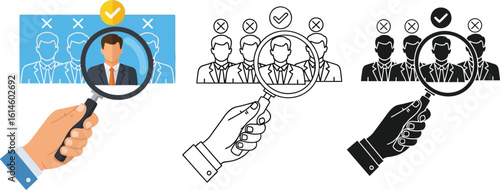 Human resources recruitment process concept illustration with job search and talent acquisition
