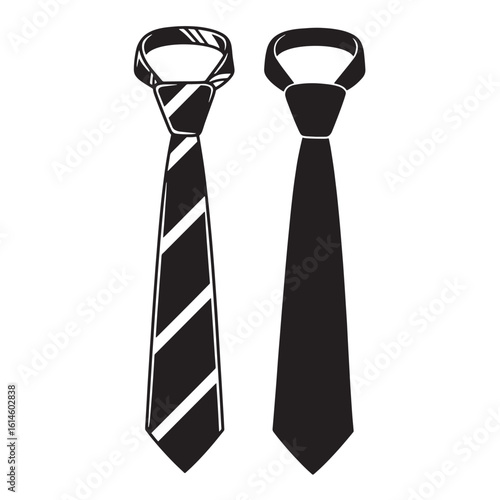 Two black and white silhouetted ties representing formalwear and business attire