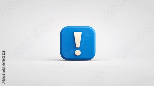 Exclamation mark icon button blue square alert symbol white