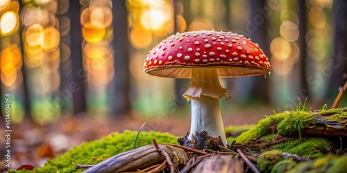 Close-up of Amanita muscaria mushroom cap with gills and volva