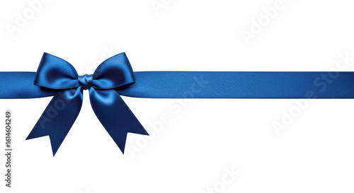 A blue satin ribbon with bow isolated on transparent background
