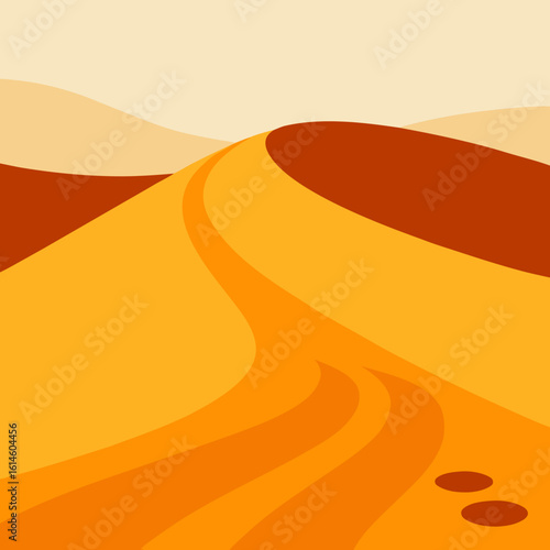 Stylized desert landscape with rolling sand dunes