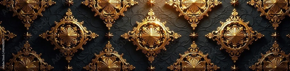 Naklejka premium Intricate gold geometric pattern, subtle shine, golden, style, design