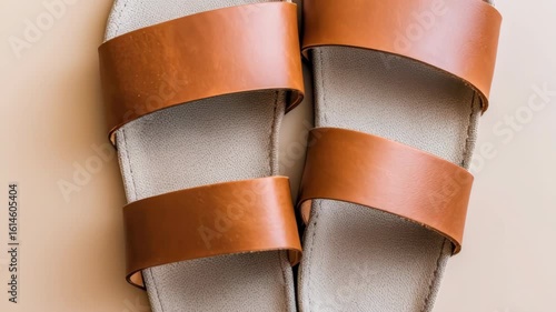 Brown leather double strap sandals stylish brown footwear design