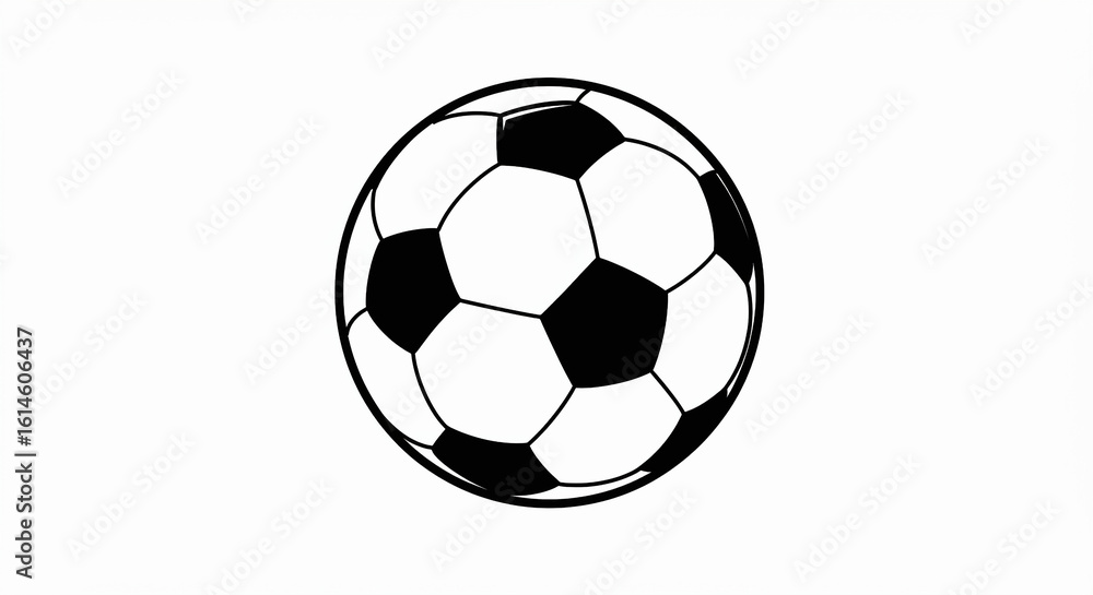 Obraz premium Classic Black and White Soccer Ball Illustration on White Background.