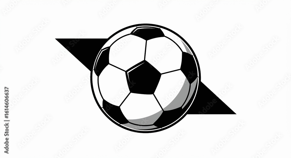 Obraz premium Dynamic Soccer Ball Graphic with Geometric Accents in Black and White.
