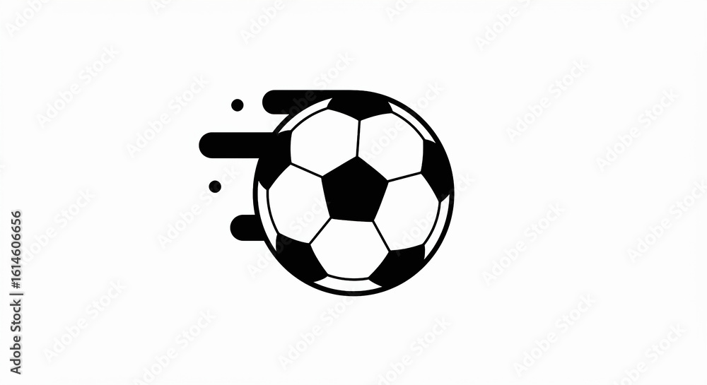 Obraz premium Dynamic Soccer Ball Icon: Black and White Motion Graphic Design.
