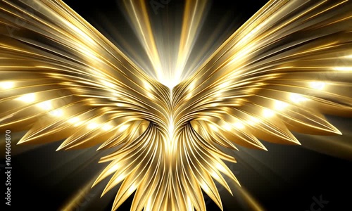Golden Wing Design with Radiant Light and Abstract Inspiration