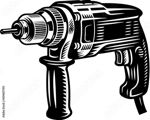 Vector art of an electric drill is a power tool commonly used in construction and repair work